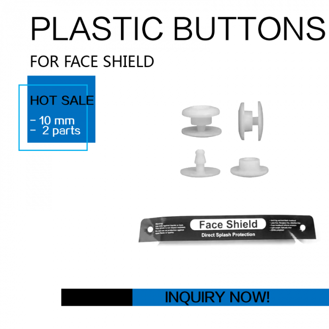Botão branco 10mm da pressão do plástico da máscara do protetor de cara 2 porções do CE FDA da certificação